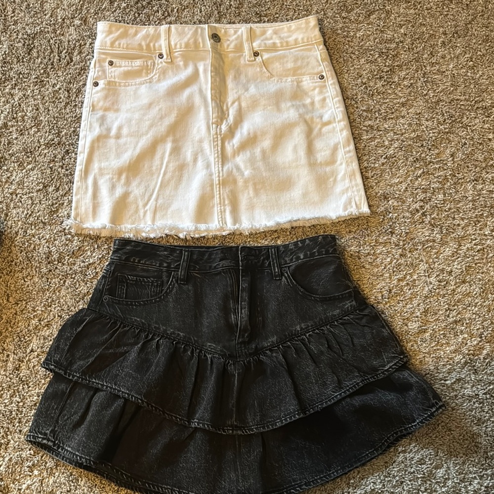Stylish Black and White Denim Skirt Set